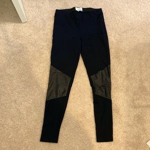 Kendall + Kylie Leggings with Faux Leather Details, Size S